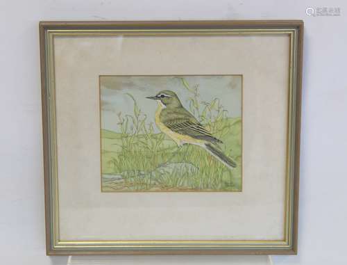 ROSALIND BALDWIN. Grey Wagtail. Watercolour and gouache. 15c...