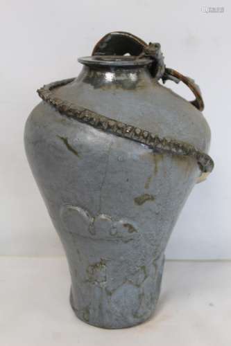Large studio pottery vase of baluster form, the shoulders su...