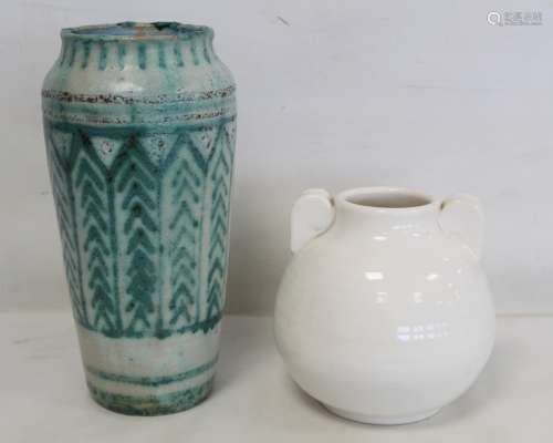 Sibley Pottery, Dorset studio pottery vase with panels of gr...