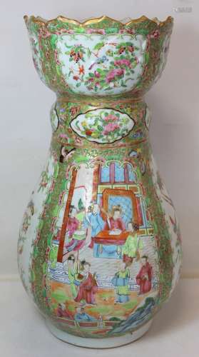 19th century Chinese Canton famille rose vase of baluster fo...