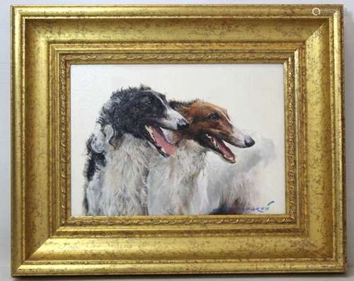 MIKAIL NARODITSKY (RUSSIAN B.1946). Portrait of two Borzoi d...