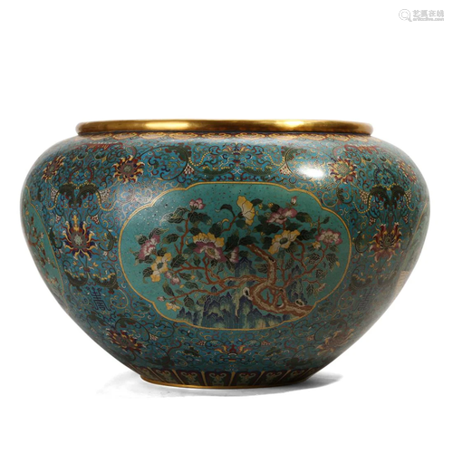 A CLOISONNE ENAMEL BRONZE POT