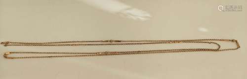 Victorian gold long chain of belcher, fetter and bead patter...