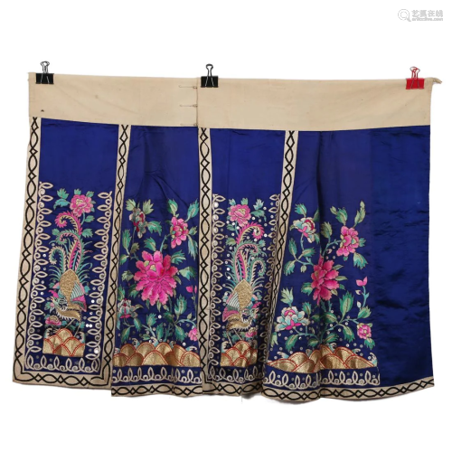 A BLUE-GROUND EMBROIDERED FLORAL LADY'S SKIRT