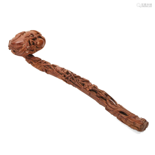 A WOOD CARVED RUYI SCEPTRE
