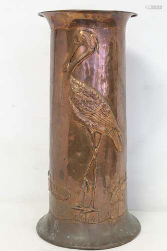 Arts & Crafts copper stick stand in the manner of Newlyn Sch...