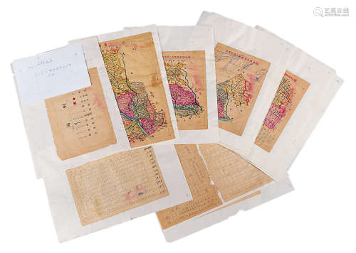 江西宜昌县区乡地图手绘稿一组 纸本