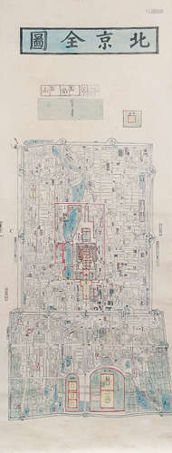 清代 北京手绘地图 纸本立轴