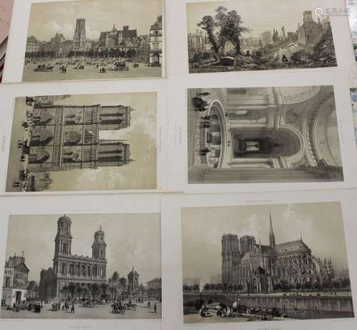 [12 LITHOGRAPHIES DE PARIS] - COLLECTIF. Champ de mars et éc...