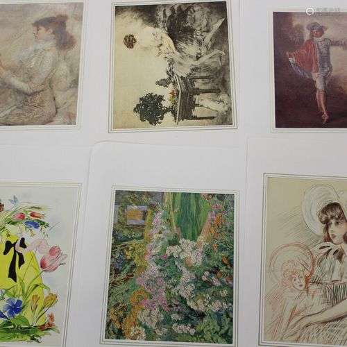 [6 LITHOGRAPHIES COULEURS] - COLLECTIF. HELLEU - La jeune fi...