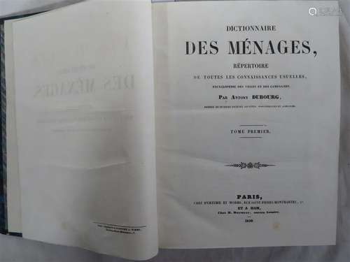 DUBOURG (Antony). Dictionnaire des ménages, répertoire de to...