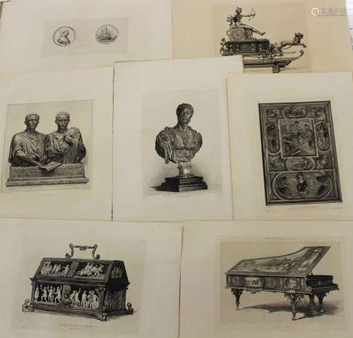 [8 LITHOGRAPHIES COLORIÉES SUR LES OBJETS D'ART]. Coffret en...