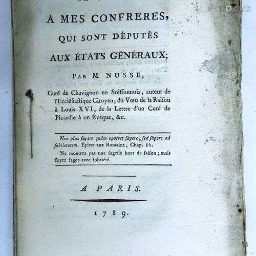 [RÉVOLUTION FRANÇAISE] - NUSSE. Avis à mes confrères qui son...