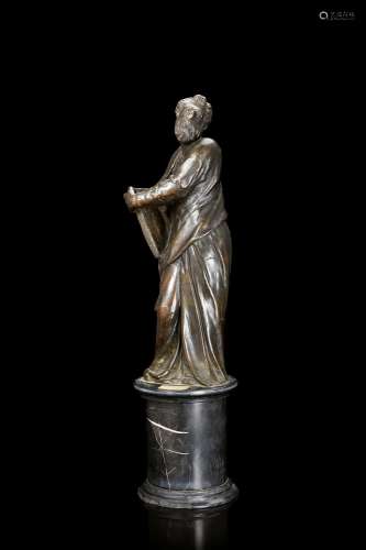 An antique bronze sculpture depicting Moses (h. cm 29,5) on ...