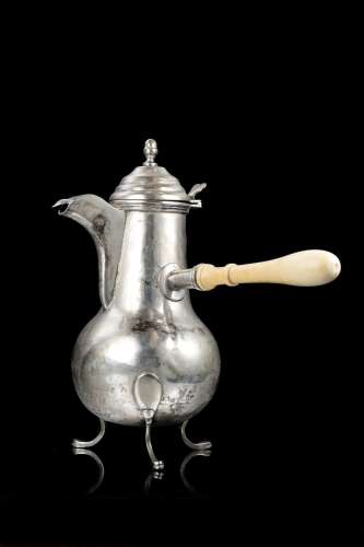 A 19th-century Lombard-Venetian silver chocolate pot with iv...