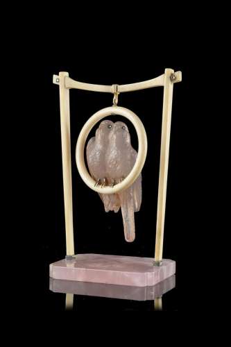 An early 20th-century quartz and bone sculpture representing...