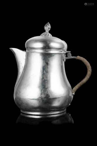 A 18th/19th-century Venetian silver teapot with rope covered...