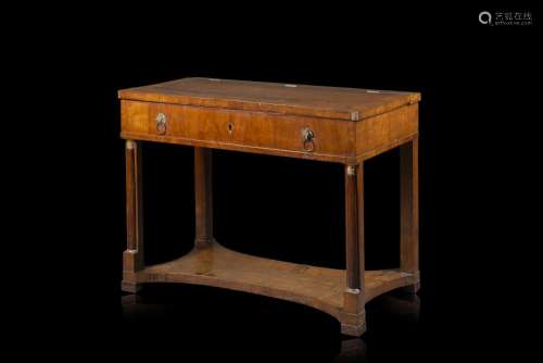 A 19th-century cherry wood veneered toilette with a fall fro...