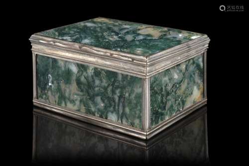 A 19th-century agate box with silver mounts (cm 7,3x5,4x3,8)...