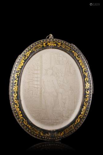 Carlo Fasti A 18th-century Venetian engraved glass case depi...