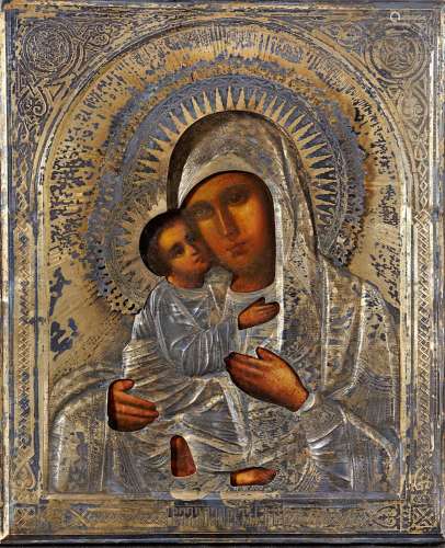 A 19th-century Russian art icon depicting "Virgin and C...