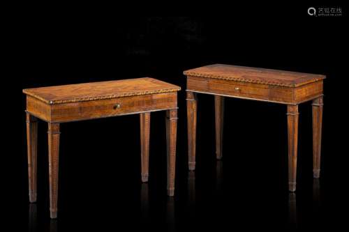 Two Piedmont 18th-century various woods veneered and inlaid ...