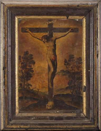 Tuscan school, 16th century Christ on the cross Oil on panel...