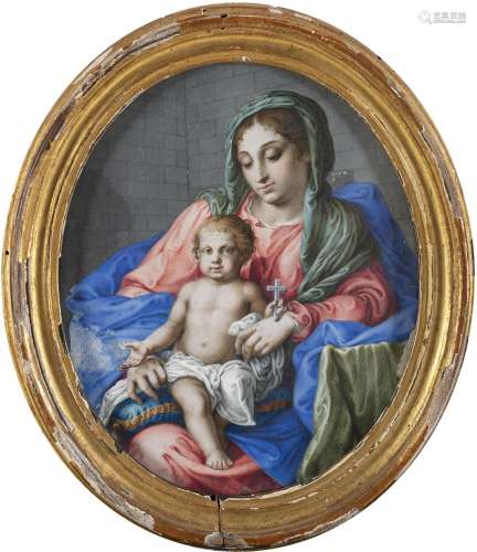 Artist active in Rome, 17th century Madonna and Child Temper...