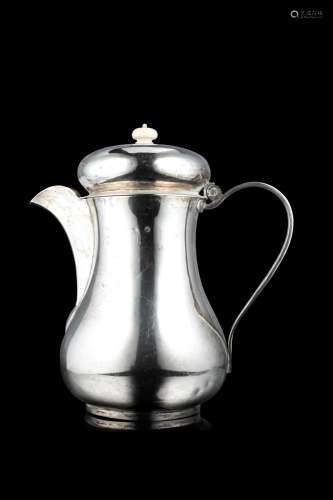 A 19th-century Venetian silver coffe pot with ivory grip (h....