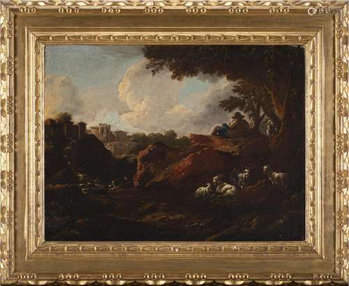 Circle of Domenico Brandi, 18th century Landscape with resti...