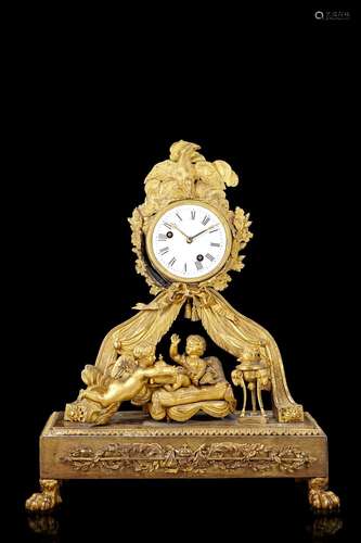 Ormolu mantel clock modelled in royal subject, probably reca...