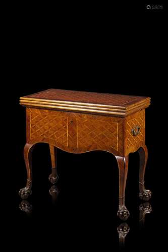 A 19th-century different woods veneered table with a removab...