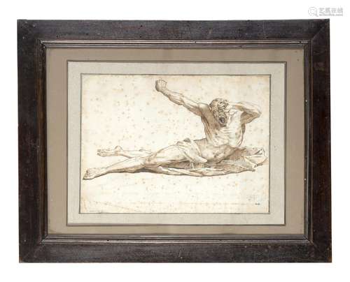 Luigi Sabatelli (attr.) Study for a figure Pen and brown ink...