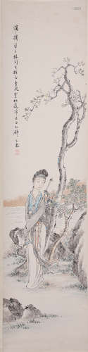 陆鹏仕女图（lot097-114为同一藏家藏）纸本屏轴