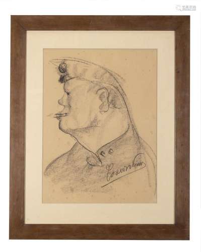 Lorenzo Viani Austrian soldier Charcoal on paper, 480x355 mm...