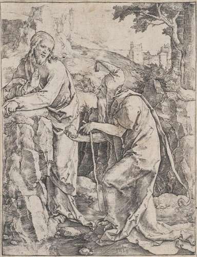 Lucas van Leyden The temptation of Christ Engraving, second ...