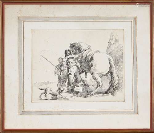 Giambattista Tiepolo Horseman and his horse, from the series...