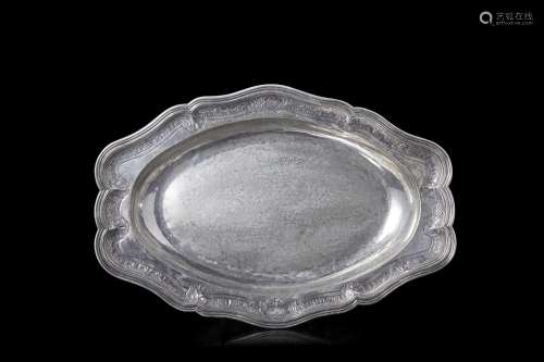 A chiselled silver tray. Engraved "St Onorato" on ...