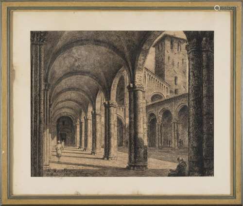 20th century artist View of the atrium of the Basilica di Sa...