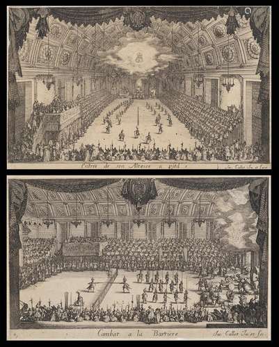 Jacques Callot Le defile a pied and Le combat, from the seri...