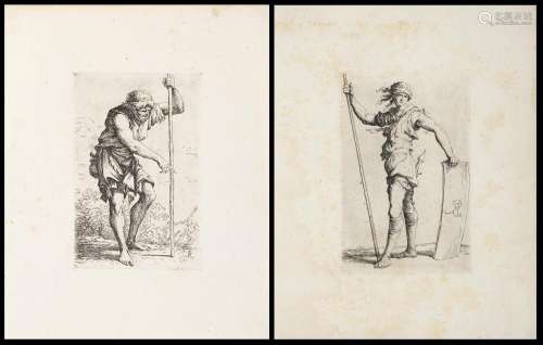 Salvator Rosa Standing man with stick; Standing soldier with...