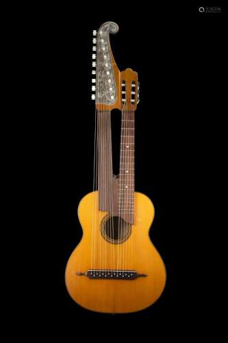 A double neck guitar by Hubert Heerbeck, 1950 ca. Maple side...
