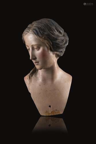 18th-century Neapolitan art. Female polychrome terracotta ha...