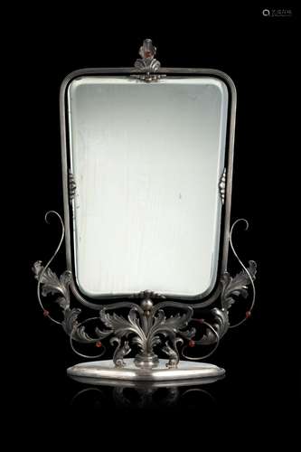 A silver mirror with photo frame. Titled 800. Milan, 1940 ca...