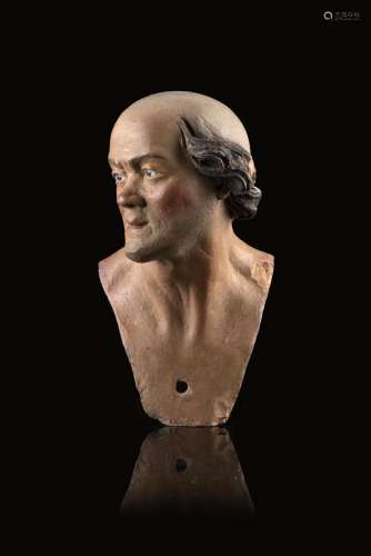 18th-century Neapolitan art. Male polychrome terracotta half...