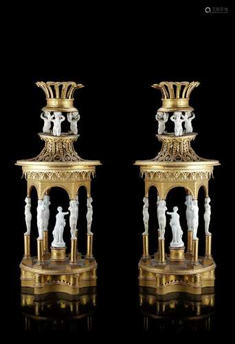 A pair of 19th-century Neapolitan cardboard, gold foil and g...