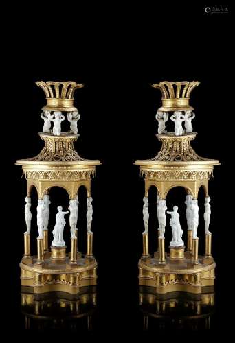 A pair of 19th-century Neapolitan cardboard, gold foil and g...