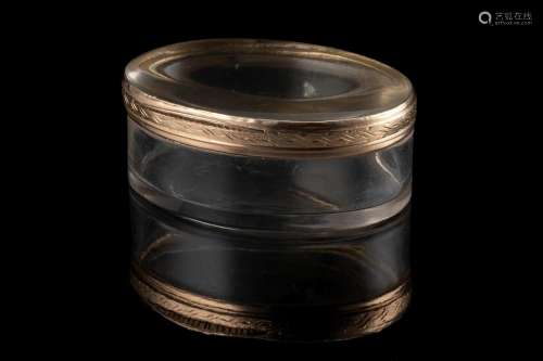 A 19th-century crystal quartz box with 9K gold mounts (cm 5,...