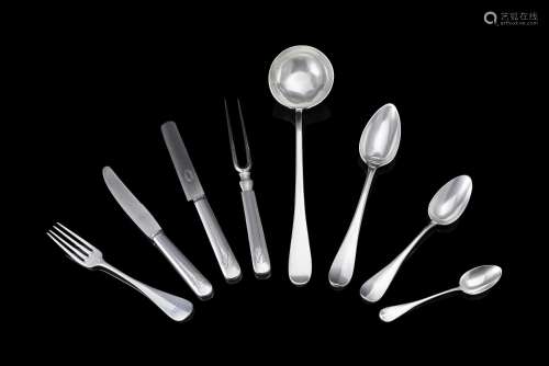 Part of a silver flatware service with "GZ" monogr...
