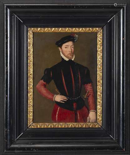 Manner of Corneille de Lyon Male portrait Oil on panel, 34.7...